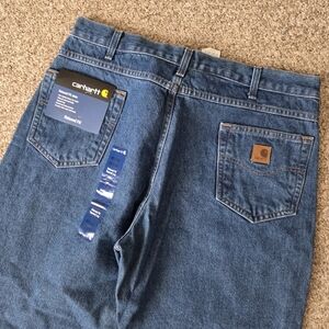 NWT Carhartt 40x30 Tapered‎ Leg Relaxed Fit Blue Denim Work Jeans (38x 30.5)